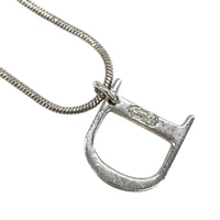 Christian Dior D Logo John Galliano Rhinestone Silver Necklace