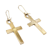 Christian Dior John Galliano Gold Cross Crucifix Rhinestone Earrings