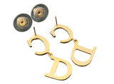 Christian Dior Monogram CD Logo Gold Hoop Earrings