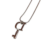 Christian Dior Logo Key Motif Silver Necklace