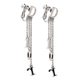 Christian Dior Silver Dangling Monogram Logo Earrings
