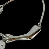 Christian Dior Silver Metal Heart Padlock Bracelet Anklet