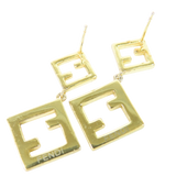 Fendi FF Rhinestone Gold Logo Earrings