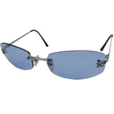 Chanel Blue Tinted Silver CC Logo Rimless Sunglasses 4002