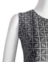 Fendi Vintage Grey Zucca FF Logo Monogram Mini Dress