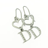 Christian Dior Heart Logo Silver Crystal Rhinestone Earrings