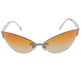 Chanel CC Logo Swarovski Rhinestone Orange Tinted Silver Rimless Sunglasses 4049-B