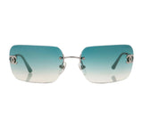 Chanel Rhinestone Teal Blue Tinted Sunglasses 4017-D