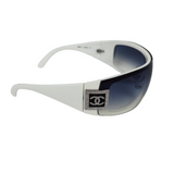 Chanel Swarovski CC Logo White Blue Tinted Sunglasses 5086-B