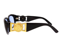 Versace Gold Medusa Black Blue Tinted Mod 424 Sunglasses