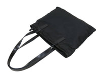 Prada Nylon Black Logo Calf Leather Tote Shoulder Bag