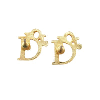 Christian Dior Logo Spellout Gold Hoop Earrings