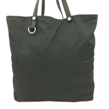Prada Dark Green Black Logo Nylon Tessuto Metal Tote Shoulder Bag