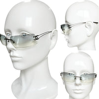Chanel Silver Grey CC Logo Rimless Sunglasses 4051