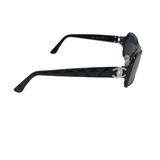 Chanel Black Quilted Silver CC Logo Sunglasses 5050