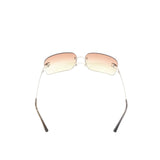 Chanel CC Logo Silver Salmon Pink Tinted Rhinestone Sunglasses
