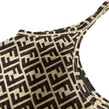 Fendi Beige Brown Zucca Monogram Pattern Tank Top