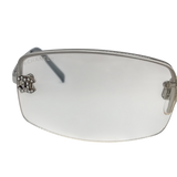 Chanel CC Logo Silver Clear Rimless Rhinestone Sunglasses 4093-B