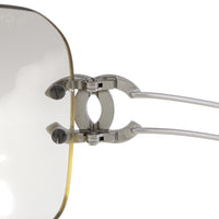 Chanel CC Logo Silver Clear Rimless Sunglasses 4068