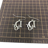 Christian Dior Logo Spellout Silver Hoop Earrings