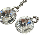 Christian Dior Logo Rhinestone Crystal Silver Dangle Earrings