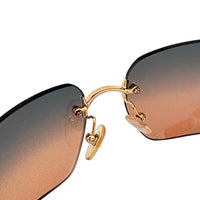 Chanel Silver Logo Orange Blue Tinted Rimless Sunglasses 4017