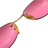 Christian Dior Pink Red Gold Rimless Logo Sunglasses