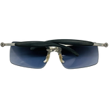 Chanel Silver Navy Blue Rimless Sunglasses 4009