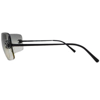 Chanel Rhinestone CC Logo Grey Tinted Black Rimless Sunglasses