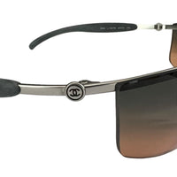 Chanel Silver Logo Orange Blue Tinted Rimless Sunglasses 4011