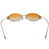Chanel CC Logo Swarovski Rhinestone Orange Tinted Silver Rimless Sunglasses 4049-B