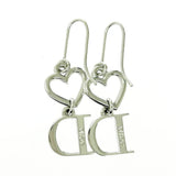 Christian Dior Heart Logo Silver Crystal Rhinestone Earrings
