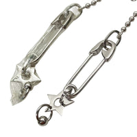 Christian Dior John Galliano Safety Pin & Keys Long Drop Silver Earrings
