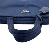 Prada Dark Navy Blue Logo Boston Tote Hand Bag