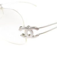 Chanel CC Logo Silver Clear Rimless Sunglasses 4068