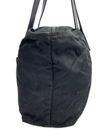 Prada Nylon Black Logo Calf Leather Tote Boston Shoulder Bag