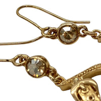 Christian Dior Logo Buckle Gold Rhinestone Crystal Hoop Earrings