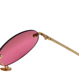 Christian Dior Pink Red Gold Rimless Logo Sunglasses