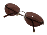 Chanel CC Logo Dark Brown Silver Rimless 4003
