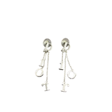 Christian Dior Rhinestone Crystal Dangling Silver Earrings