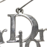 Christian Dior Logo Spellout Silver Hoop Earrings