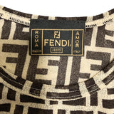 Fendi Beige Brown Zucca Monogram Pattern Tank Top