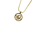 Christian Dior Logo Gold Black Circle Vintage Necklace