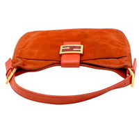 Fendi Orange Gold Suede Leather Glitter Mamma Shoulder Bag