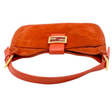 Fendi Orange Gold Suede Leather Glitter Mamma Shoulder Bag