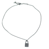 Christian Dior Silver Logo Padlock Vintage Chain Necklace