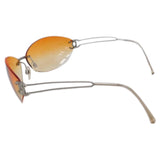 Chanel CC Logo Swarovski Rhinestone Orange Tinted Silver Rimless Sunglasses 4049-B
