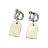 Christian Dior Couture Rhinestone Crystal Silver Beige Earrings