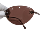 Chanel CC Logo Dark Brown Silver Rimless 4003