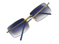 Gucci Square Gold Blue Ombre Tinted Rimless Sunglasses GG-1653